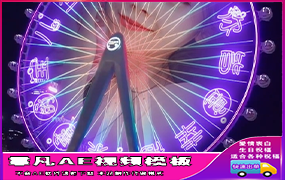 B663摩天轮夜景霓虹照文字