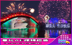 B772夜景湖桥霓虹灯