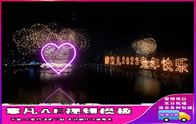 B1194：河边烟花霓虹灯