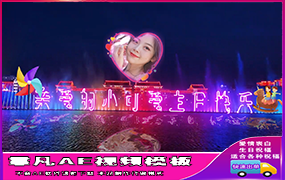 B1367：夜景喷泉霓虹灯文字